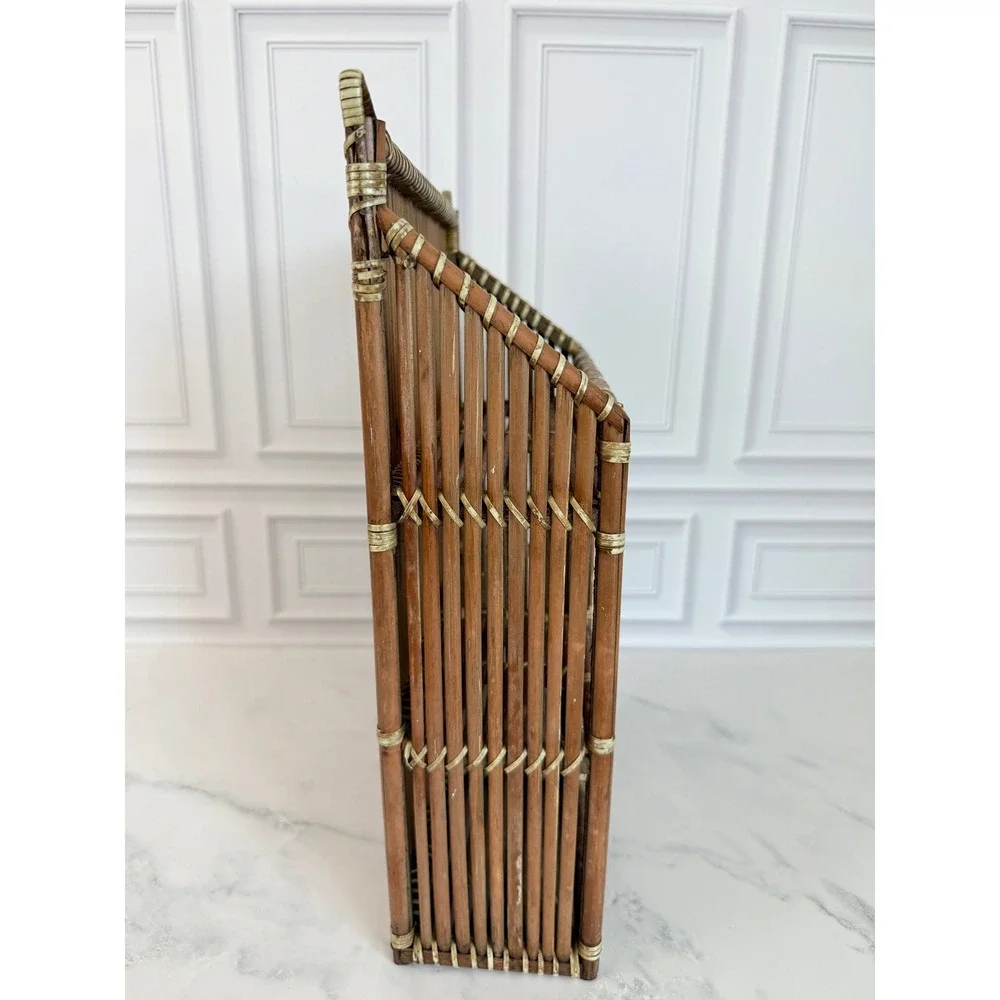 Vintage Bamboo Wall Shelf with Compartments 15